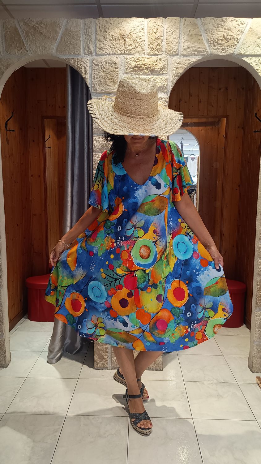 Robe midi Rainbow bleu