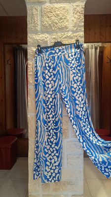 Pantalon large imprimé bleu 