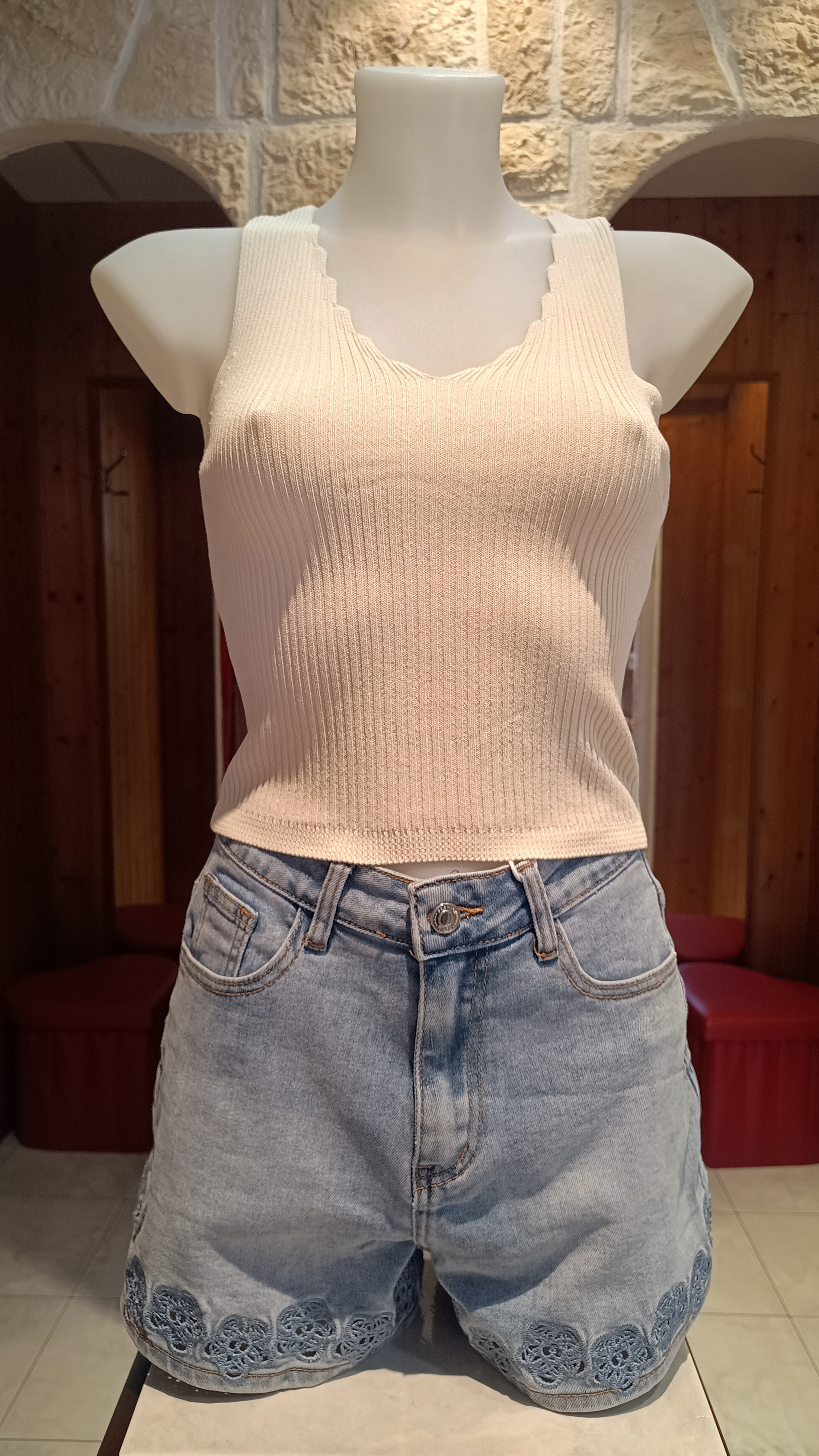 Crop top noeuds crème