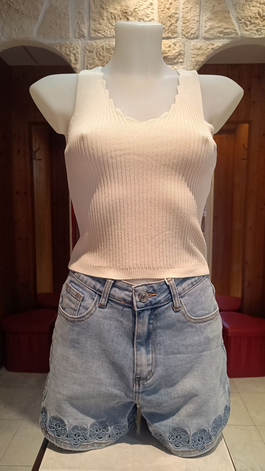 Crop top noeuds crème Crop top noeuds crème