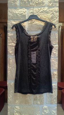 Débardeur ajusté dentelle noir 