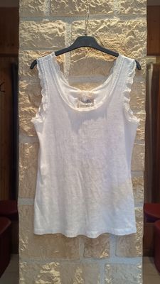 Débardeur ajusté dentelle blanc 