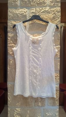 Débardeur ajusté dentelle blanc 