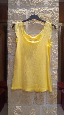 Débardeur ajusté dentelle jaune 