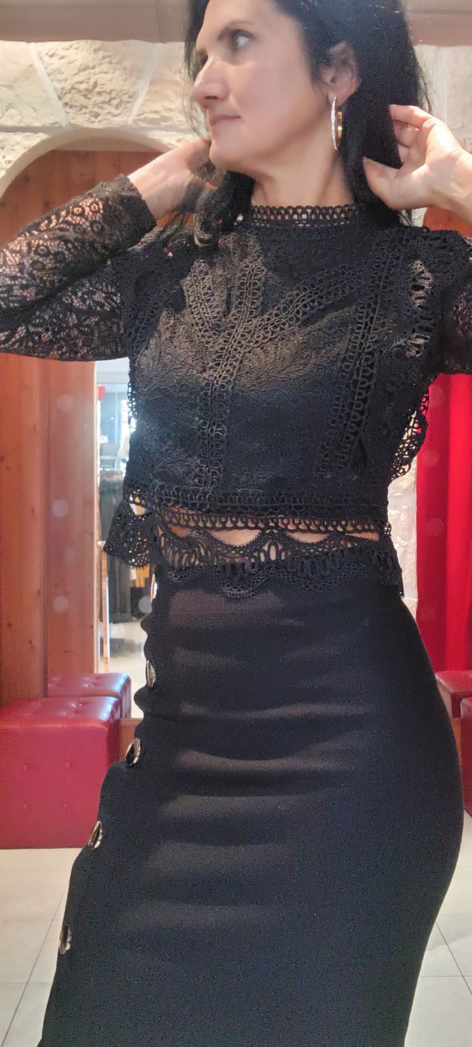 Top dentelle zip noir Top dentelle zip noir