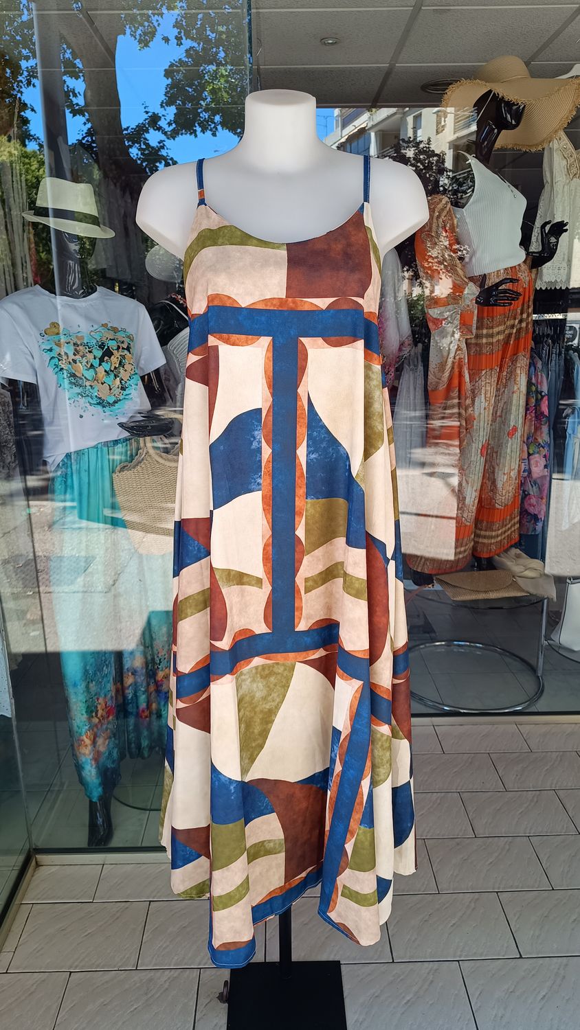 Robe longue satinée bleu