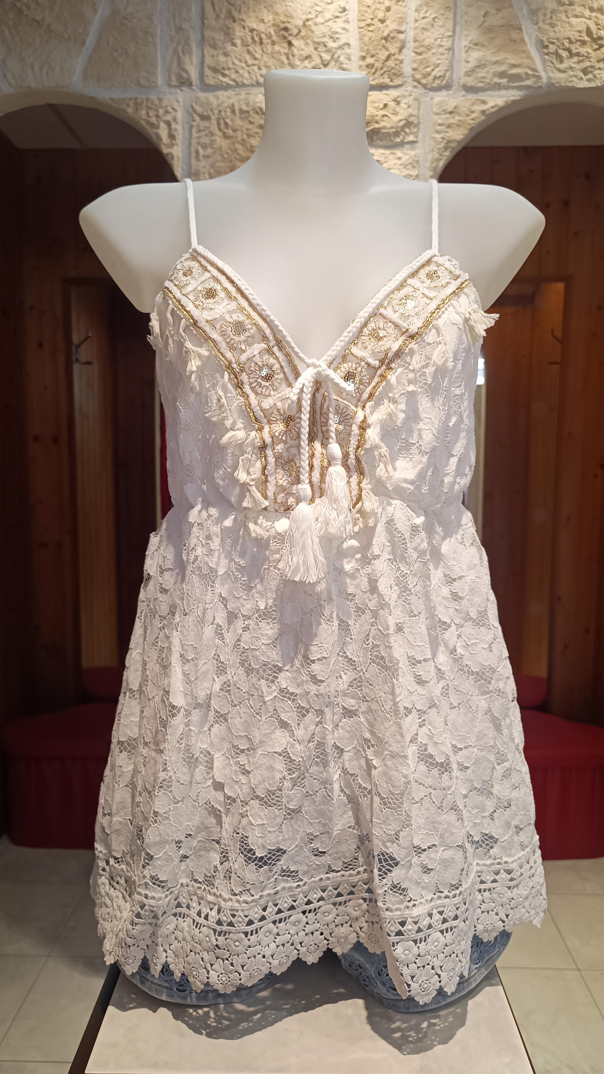 Top Ibiza dentelle blanc