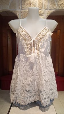 Top Ibiza dentelle blanc 