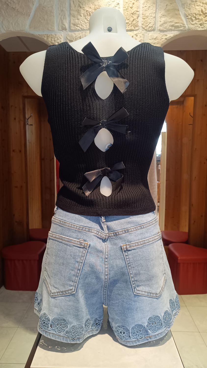 Crop top noeuds noir Crop top noeuds noir