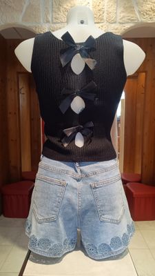 Crop top noeuds noir 