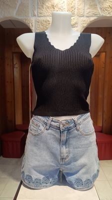 Crop top noeuds noir 