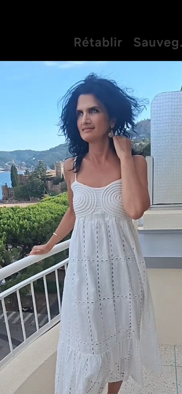 Robe broderie anglaise bretelles blanche 