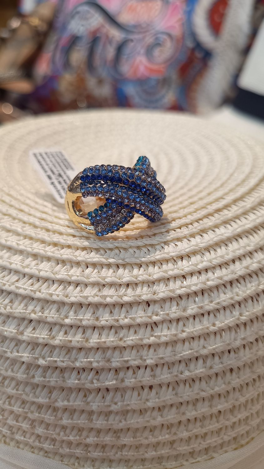 Bague Cruz strass bleu Bague Cruz strass bleu