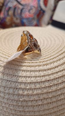 Bague multi pierres strass caramel