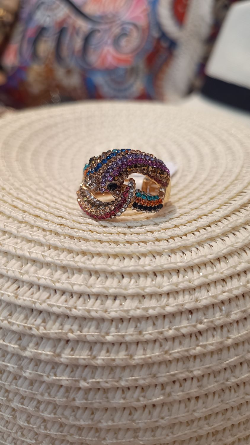 Bague Serpent multicolore strass 