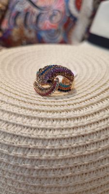 Bague Serpent multicolore strass 