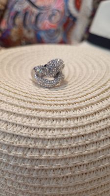 Bague Serpent blanc strass