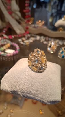 Bague multi pierres beige 