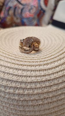 Bague Serpent caramel strass 