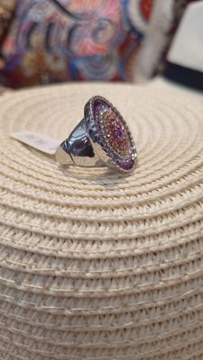 Bague Vintage strass rose/ blanc