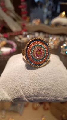 Bague Vintage strass multicolore 