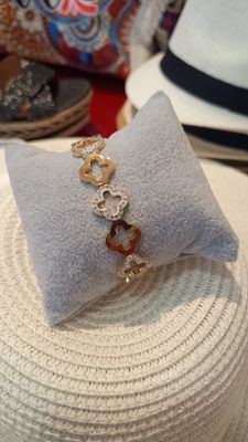 Bracelet Trefle strass doré