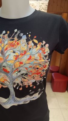 T-shirt Arbre multicolore noir
