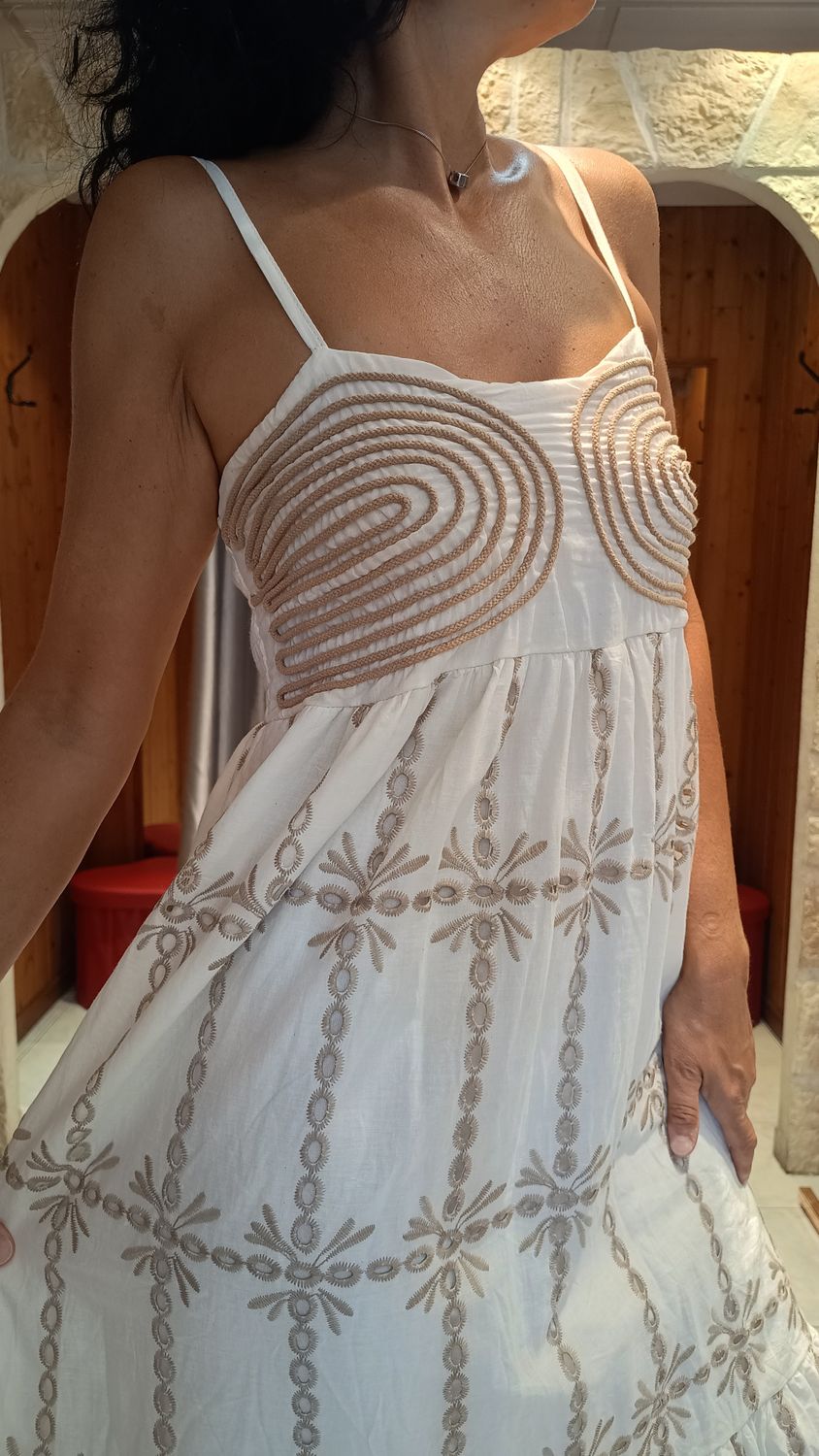 Robe broderie anglaise bretelles écru Robe broderie anglaise bretelles écru