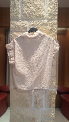 Chemisier brodé rose poudré
