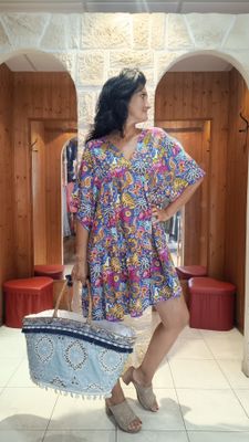 Robe courte Tropical multicolore 