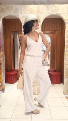 Pantalon tailleur écru 