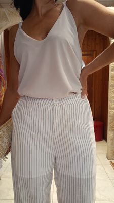 Pantalon tailleur écru 