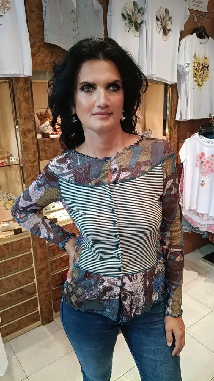 Blouse boutonnée Desy pétrole Blouse boutonnée Desy pétrole