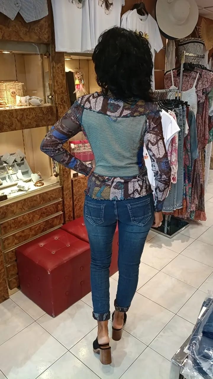 Blouse boutonnée Desy pétrole