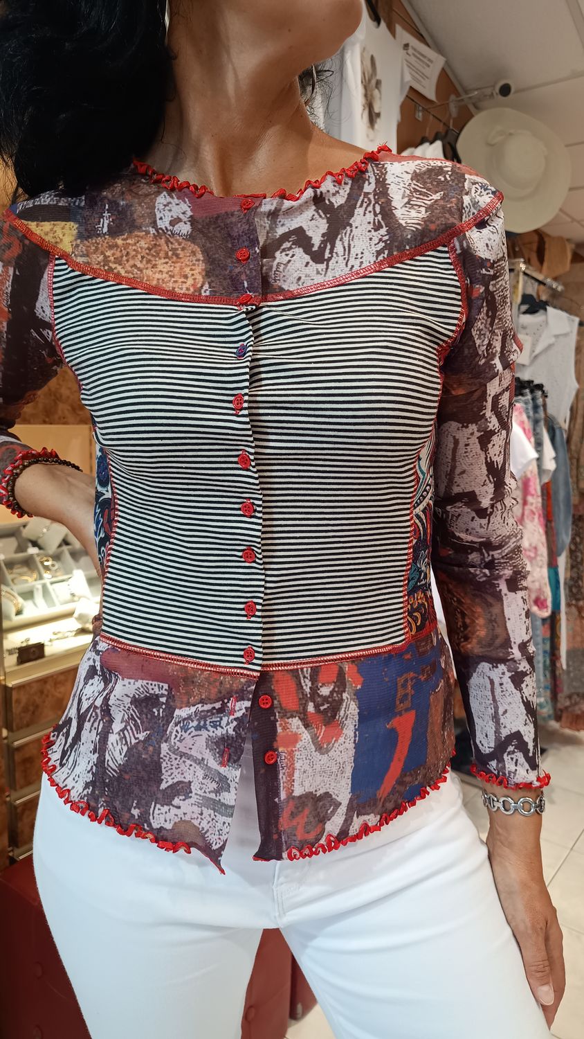 Blouse boutonnée Desy rouge 