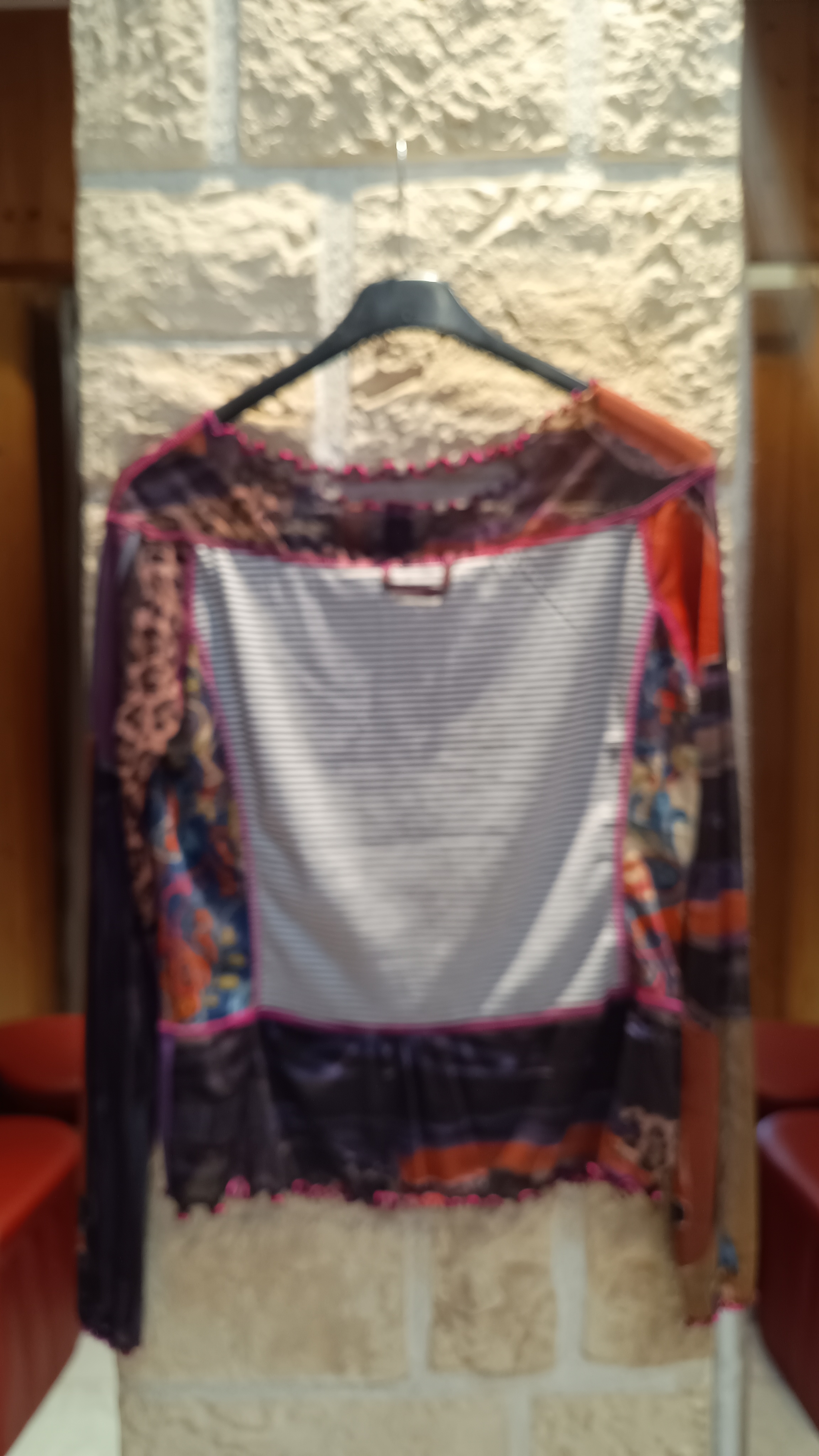 Blouse Lulu en tulle imprimé & rayures contrastées - éclat multicolore prune
