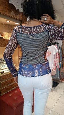 Blouse boutonnée Léa bleu royal