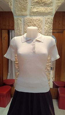 Pull Polo côtelé crème