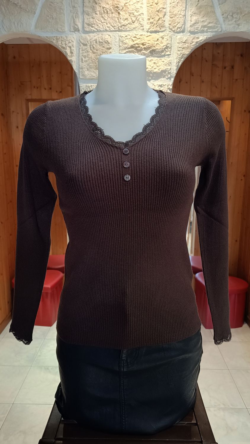 Pull côtelé Francesca chocolat Pull côtelé Francesca chocolat