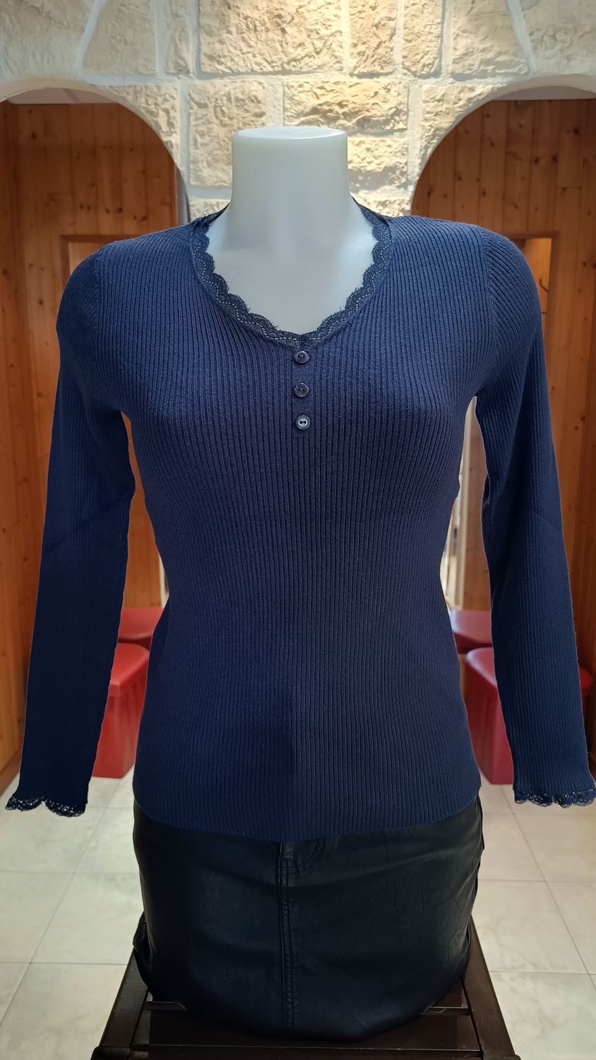 Pull côtelé Francesca bleu marine Pull côtelé Francesca bleu marine