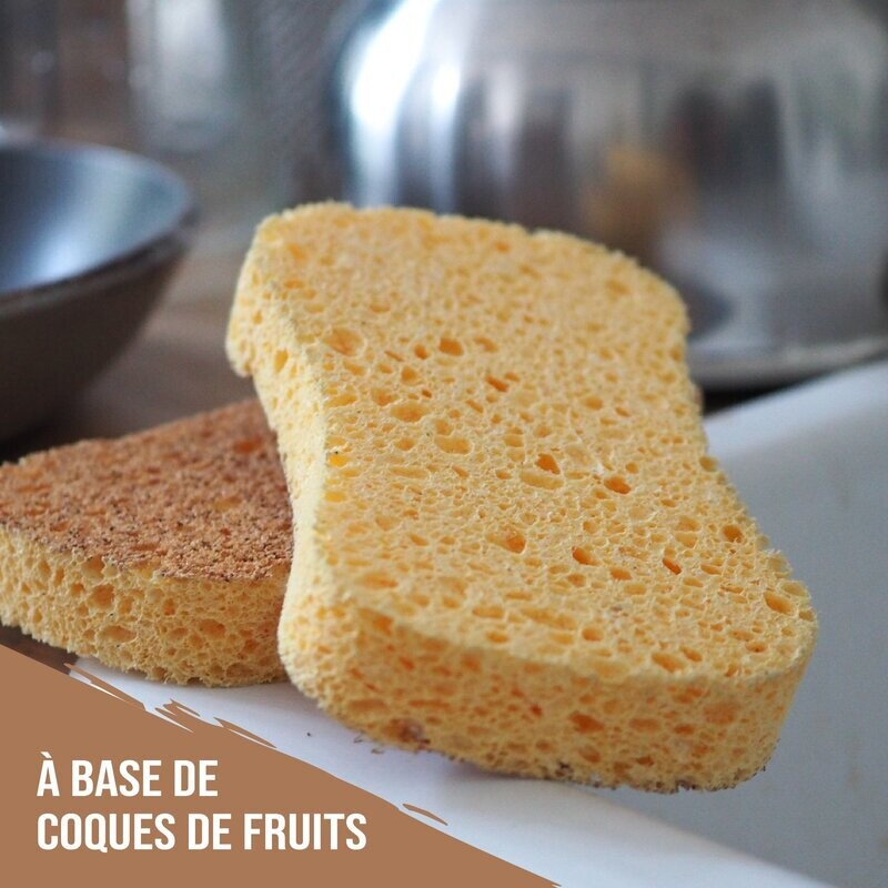 2 éponges grattantes
en coques de fruits