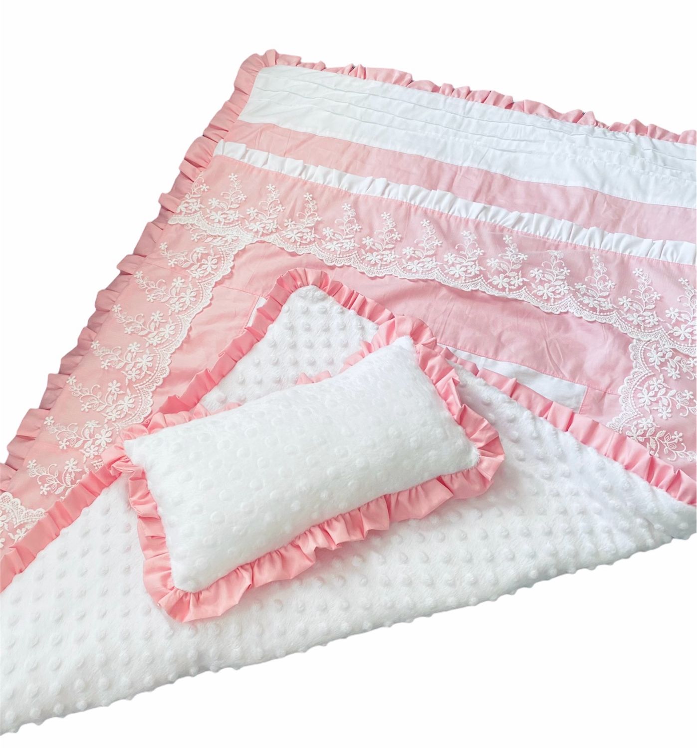 Babydecke mit Rüschen und Spitze