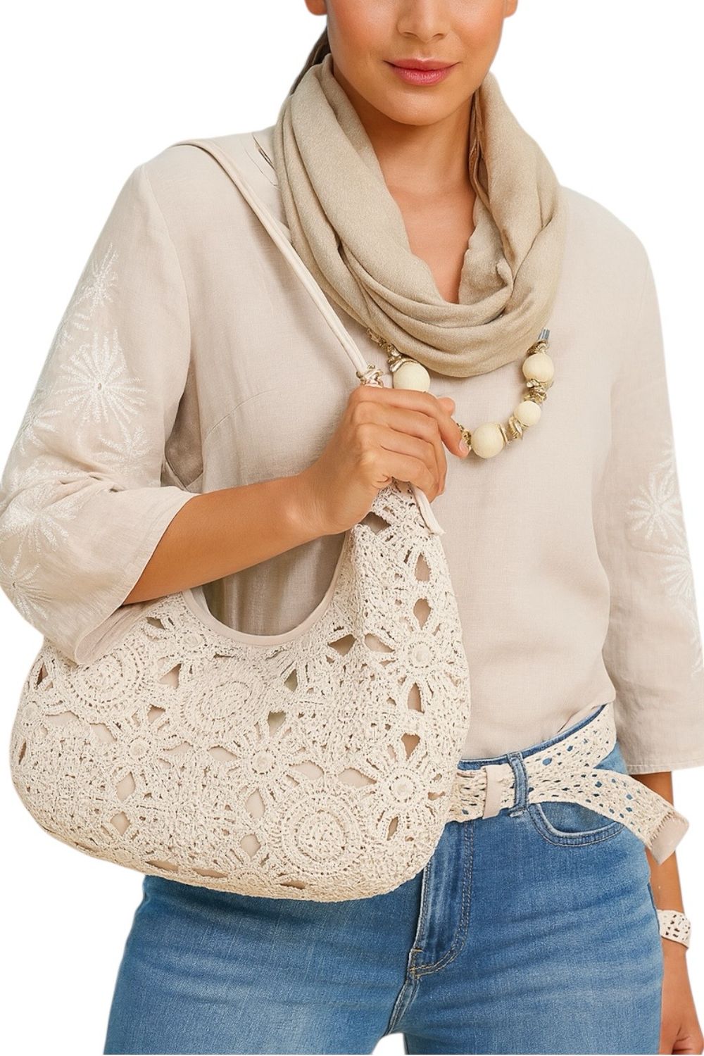 Handtasche aus Strickstoff