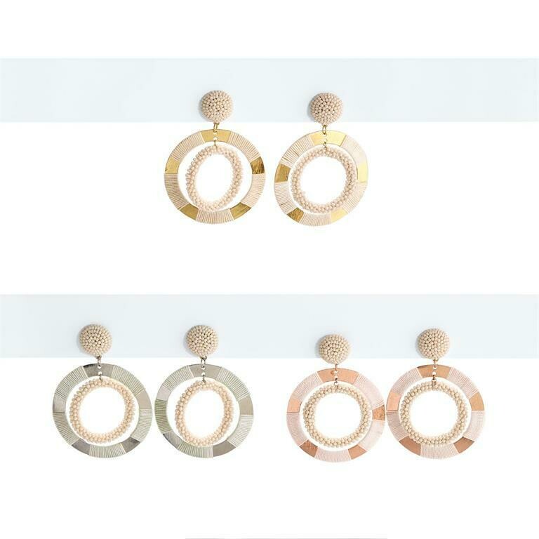 Twos Co Seed Bead Double Hoop Earrings