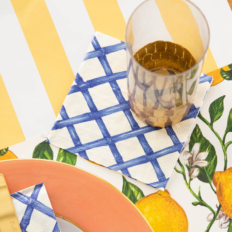 Hester &amp; Cook Blue Lattice Guest Napkins