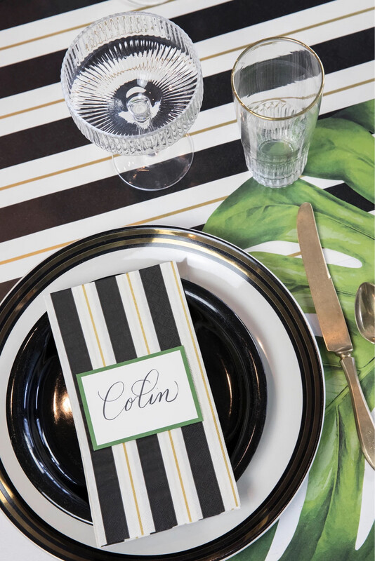 Hester &amp; Cook Black Gold Stripe Napkins