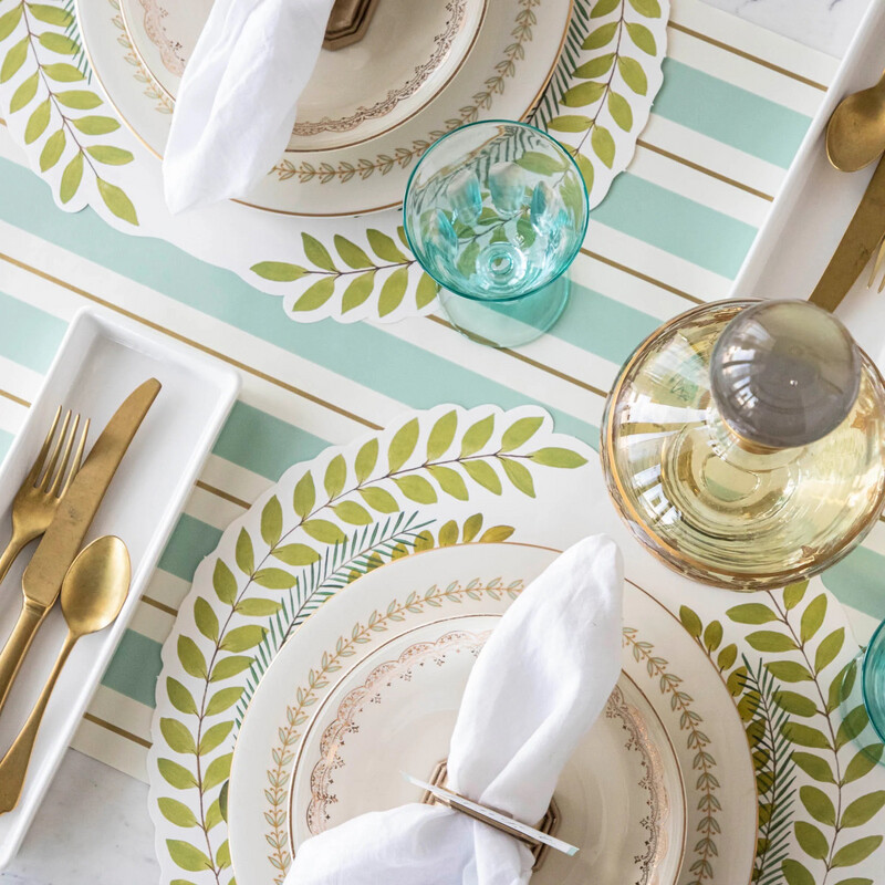 Hester &amp; Cook Seafoam\red Awning Stripe Runner