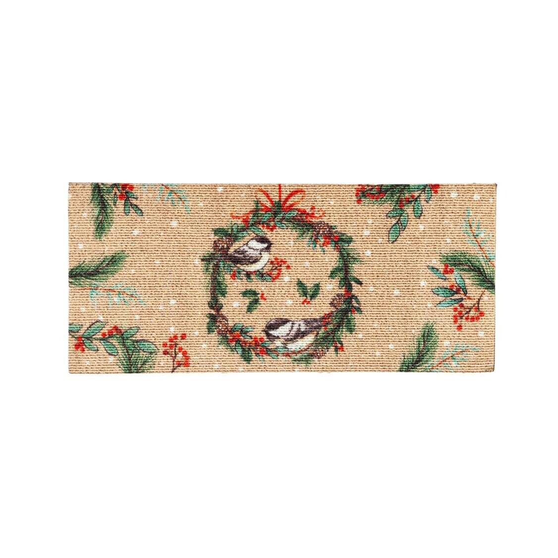 Evergreen Chickadee Wreath Textured Sassafras Mat