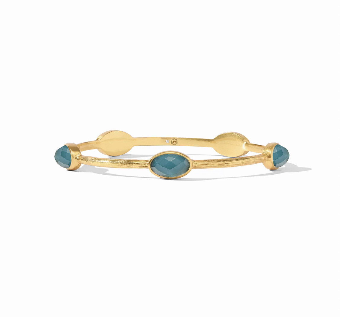 Julie Vos Ivy Stone Bangle - Iridescent Peacock Blue- M