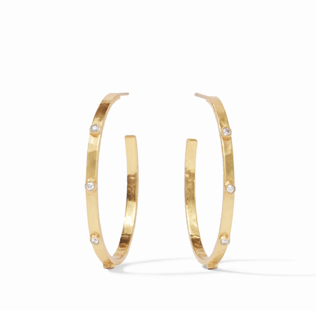 Julie Vos Crescent Stone Hoop Cubic Zirconia Large